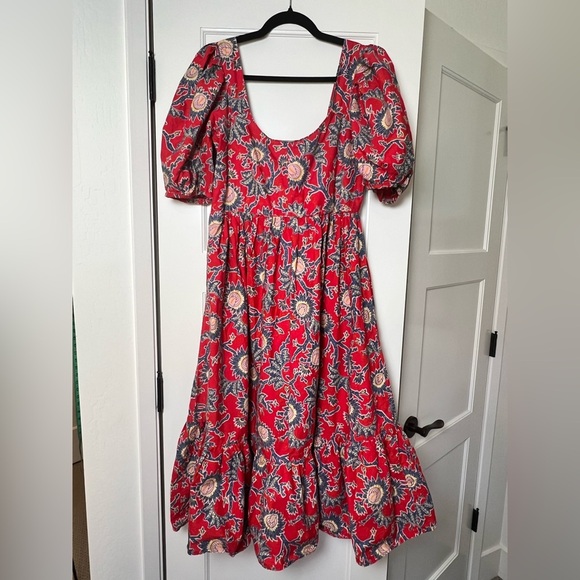 House of Harlow Twist Front Puff Sleeve Floral Dress (Large) - Picture 2 of 3